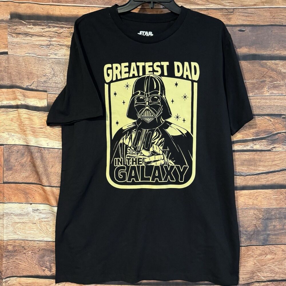 NWT Star Wars Darth Vader Greatest Dad in Galaxy T Shirt Mens L Black New Tag